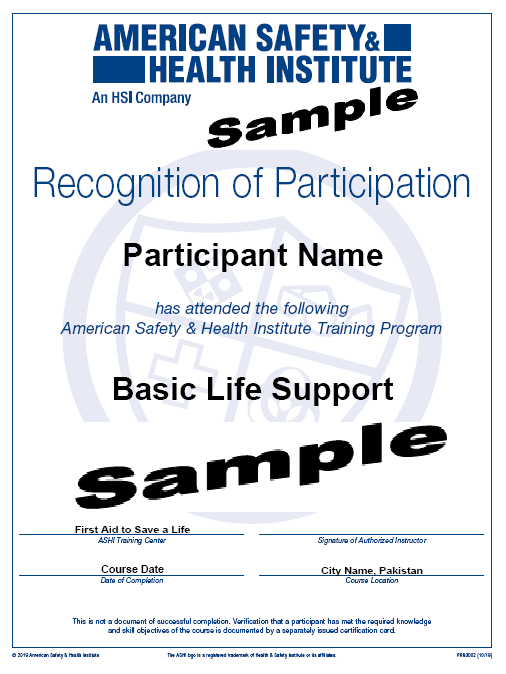 BLS A4 size sample certificate