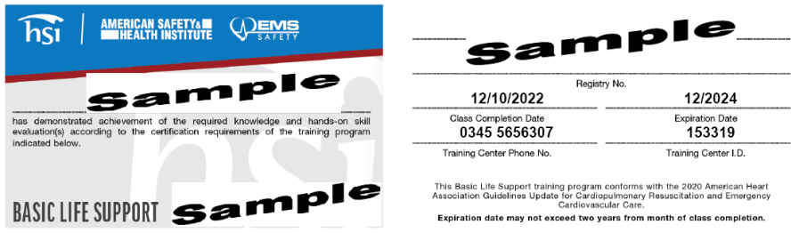 BLS pocket card - sample